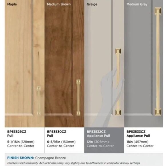 Amerock BP53532CZ Cabinet Drawer Pull Hardware Champagne Bronze Decor 12” CC NIB - Picture 3 of 8